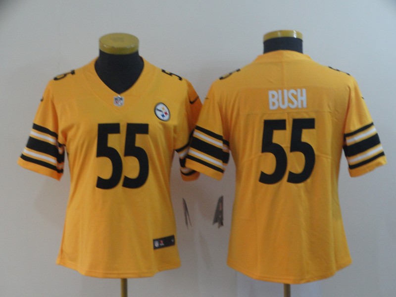 women Pittsburgh Steelers 55 Bush yellow Nike Limited NFL Jerseys